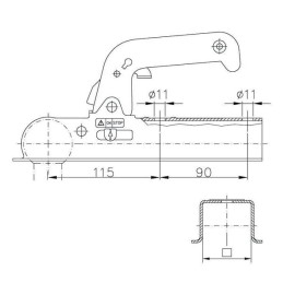 Cuplaj tractare pătrat 800kg