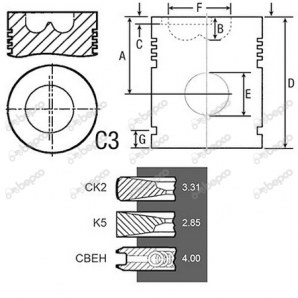 Piston cu segmenti Ø 114 Case IH A77853