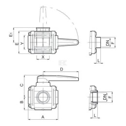 Robinet cu bilă 3 căi 1 1/4" 16 bari 453014A55 ARAG