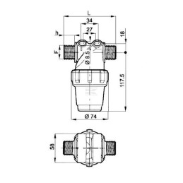 Filtru conductă 3/4" tată 80-100l/m 3222033 ARAG