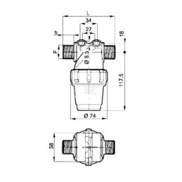 Filtru conductă 1/2" tată 80-100l/m 3222023 ARAG