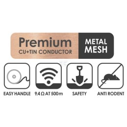 Cablu semnal perimetral robot tuns iarba Ø3.8mm x 500m plasă metalică Protect, nucleu de cupru