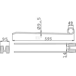 Dinte greblă rotativă 635x95x9.5mm Claas 955710