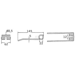 Dinte greblă pick-up 145x62x5mm Krone