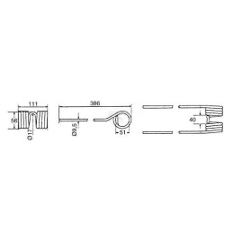 Dinte greblă rotativă 386x111x9.5mm Kuhn