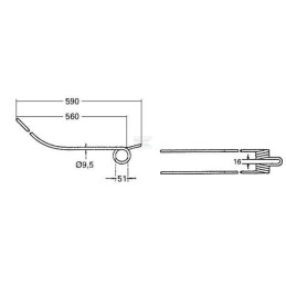 Dinte greblă rotativă 590x92x9.5mm Kuhn