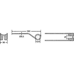 Dinte greblă rotativă 390x96x9.5mm 150.862 Fella