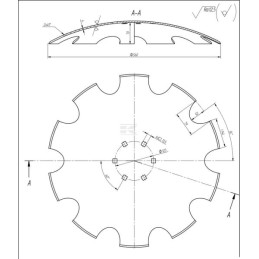 Taler disc crestat 560mm, 6 orificii HD560120